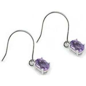 2 Carat Genuine Purple Amethyst 925 Sterling Silver Dangle Fine Earrings