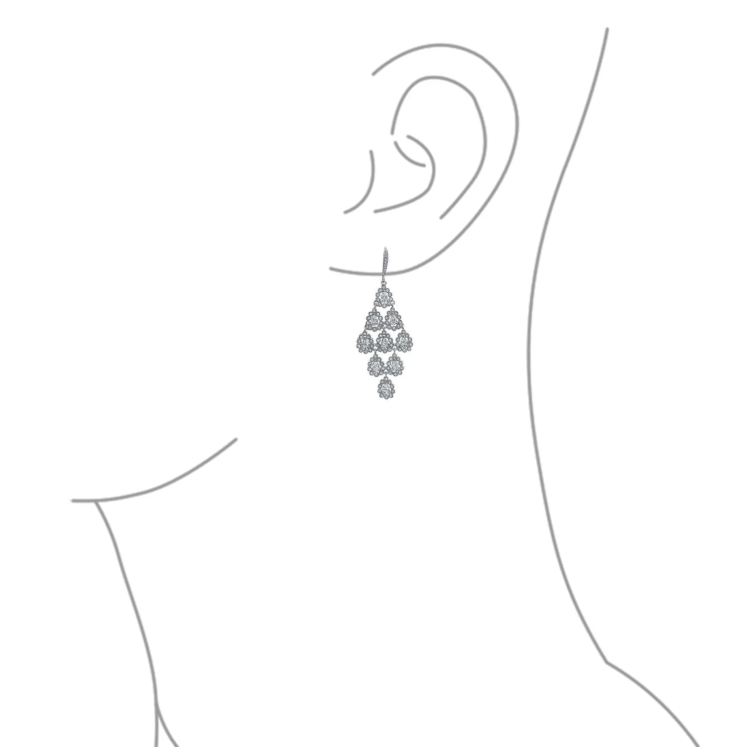 Bridal Waterfall Multi Teardrop Marquise Dangle Chandelier Earrings