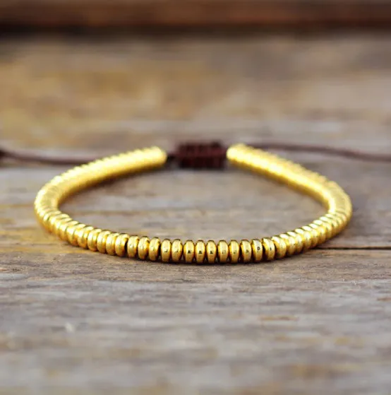 Cool Pan-Shaped Hematite Hand Beaded Friendship Bracelet